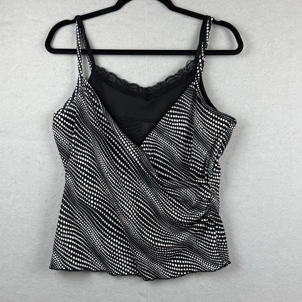 Y2K Xhilaration Women's Polka Dot Faux Wrap Layered Tank Top Girls Night Out XL - Picture 3 of 8